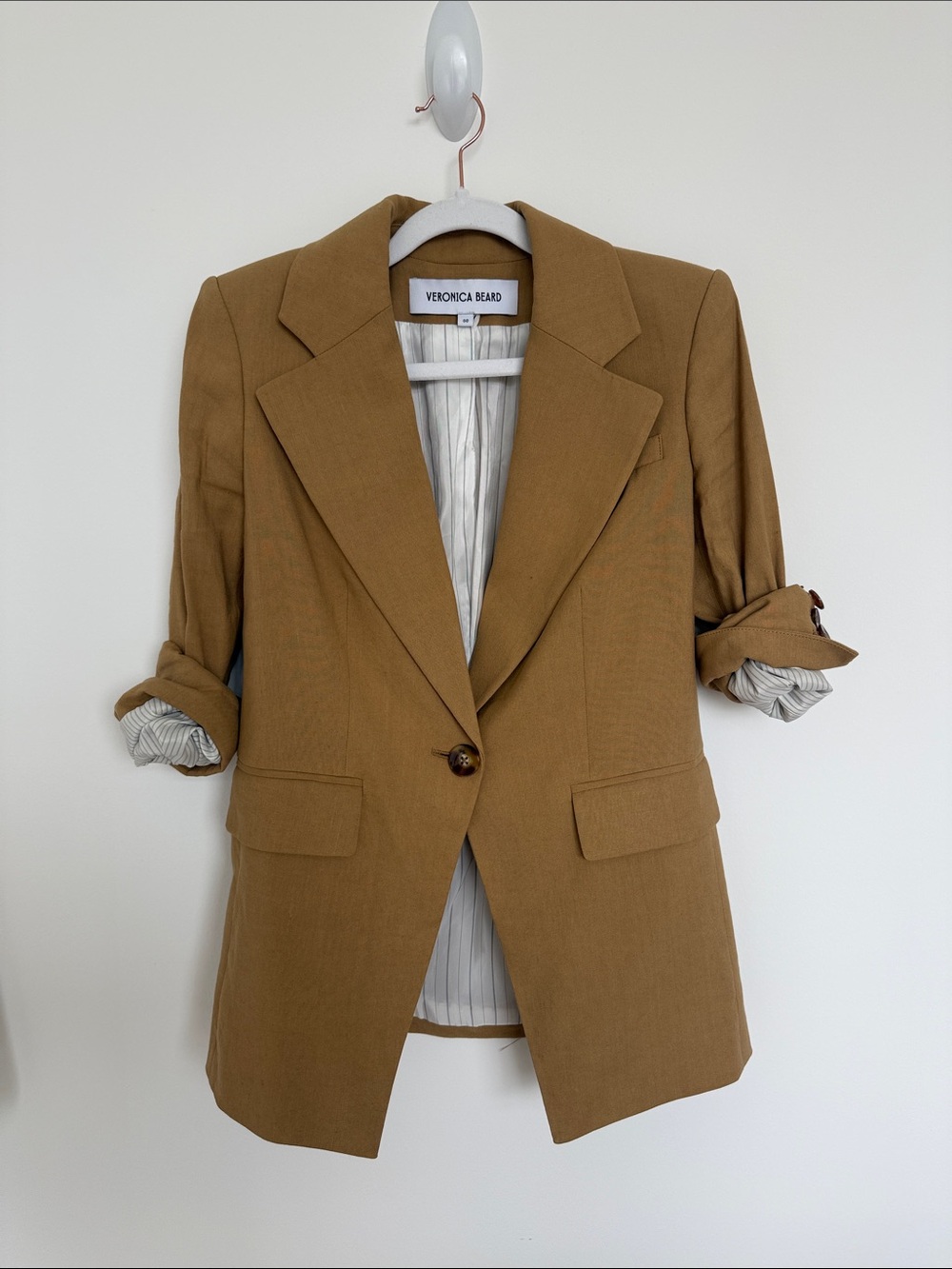 Veronica Beard Caramel Single-Button Blazer